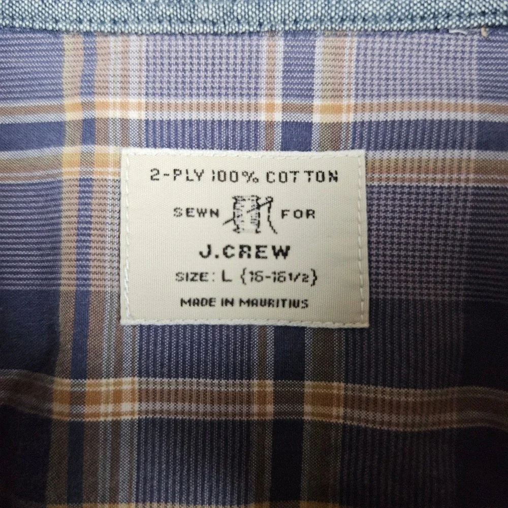 J. Crew 2-ply Mens Plaid Long Sleeve Button Down Casual Shirt‎ Size 16-16.5